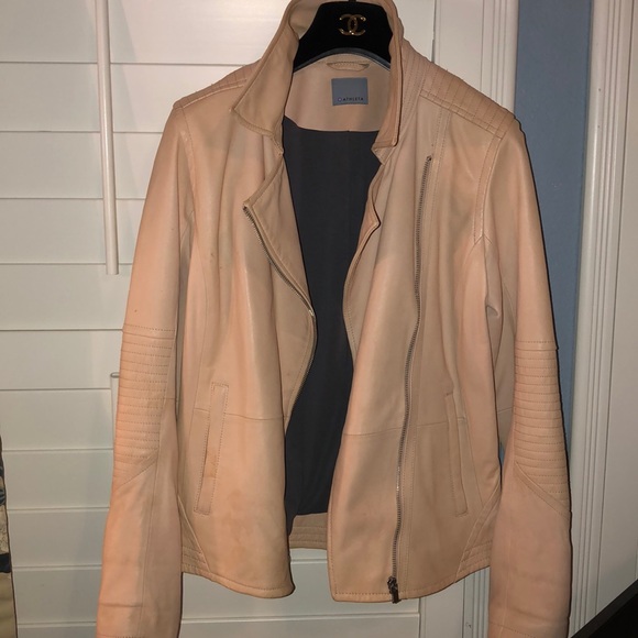Athleta Salt Flat Leather Jacket,Pale Blush,Sz S-M - Picture 3 of 11